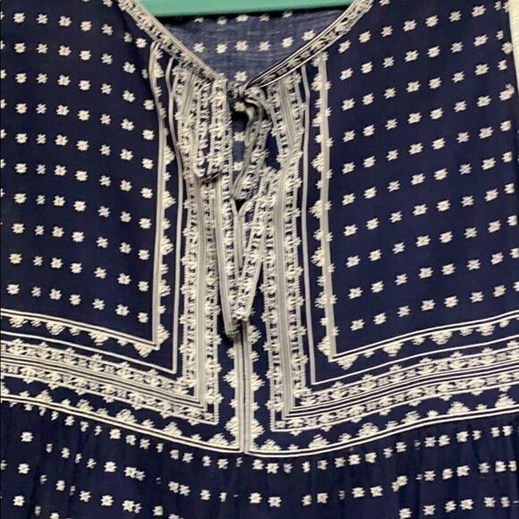 Max Studio sleeveless tunic top Navy/White print M - Picture 3 of 8